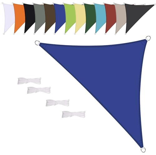 Vela ombreggiante Triangolare 3x4x5m Impermeabile Tenda a Vela Parasole Protezione Solare Anti UV per Giardino Esterno Terrazza-Blu