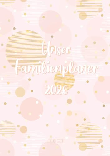 Edition Seidel Planificador familiar premium oro rosa XL 2026, calendario familiar, calendario familiar, calendario de pared, DIN A3, 5 columnas