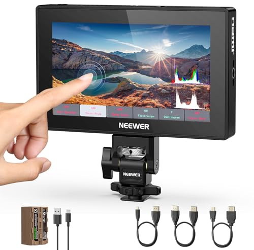 NEEWER Monitor de Campo para cámara de 5,5, 2000 nits HD 1920x1080 IPS con Pantalla táctil, 4K HDMI Loop in/out con 3D LUT, Enfoque máximo, Asistencia de vídeo DSLR, Onda de Forma HDR, batería de