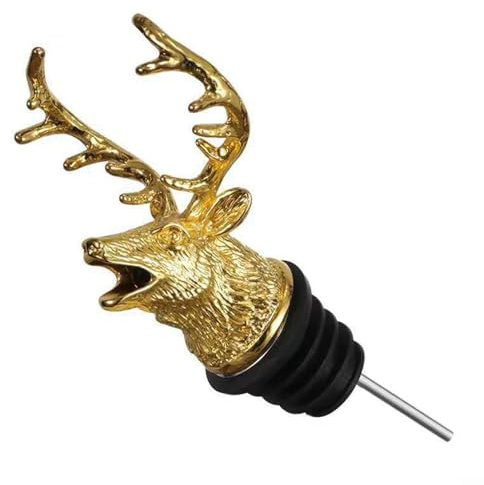 Tapón de botella de vino de cabeza de ciervo, boquilla aireadora de aleación de zinc para bar de vino tinto, cocina, comedor, restaurante, decoración del hogar, diseño en forma de animal dorado, sello