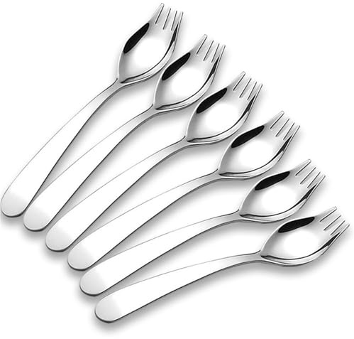 6-Pack Stainless Steel Sporks for Everyday Use Back to School Lunch Supplies Camping Hiking(5.6 inch)