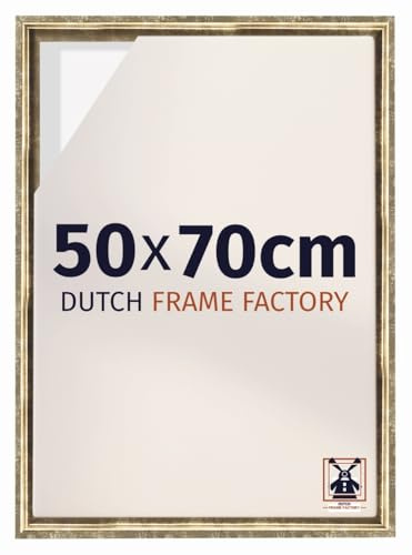 Dutch Frame Factory - Schattenfugenrahmen 50x70 cm Gold Antik - MDF | Schattenfugenrahmen für Leinwände, Geeignet für Leinwände bis 2 cm Dicke, Ohne Rückwand und Glas, Made in Holland