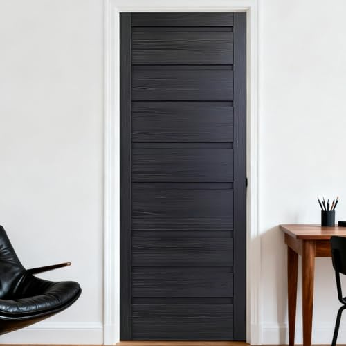 Nuxovilar Door Stickers Covers Decorative 30.3x78.7 Dark Wood Slat Door Stickers Peel and Stick Vinyl Decals Removable Self - Adhesive for Home Bedroom Living Room (Set of 2 Sheets)