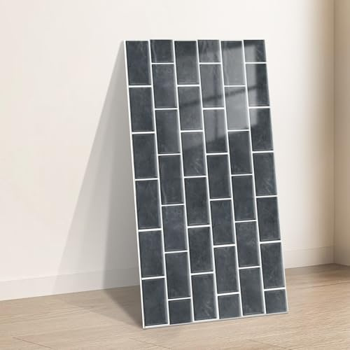 Takezuaa 30 Stück Mosaik Küchen Fliesenaufkleber 30x60cm, Klebefliesen Küche, Badezimmer Selbstklebende Fliesendekor Aufkleber Backstein zum Küche Esszimmer Bad Fliesenfolie Deko, Schwarz