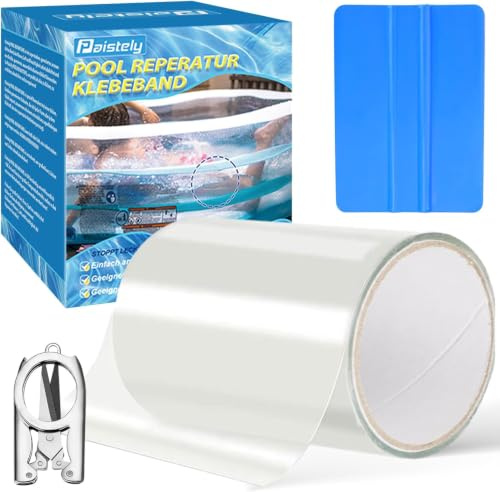 Paistely Pool Flicken Klebeband Unterwasser, Transparentes Wasserdichtes Klebeband, Poolflicken Selbstklebend Unterwasser Zur Reparatur Verschiedener Schwimmbadoberflächen (10cm*152cm)