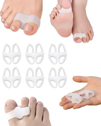 Correttore per le dita dei piedi in gel, 12 Pezzi, Separatore E Correttore Alluce, In Silicone, Prevenzione Dolori Borsite, con 2 occhielli, distanziatore per alluce valgo e alluce sovrapposto