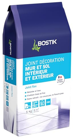 Bostik Joint Carrelage Gris - Environ 8 m² | Epaisseur de 2 à 15 mm - Joint en Poudre pour Carrelage - Sol et Mur - Intérieur et Extérieur - Hydrofugé - 5 kg