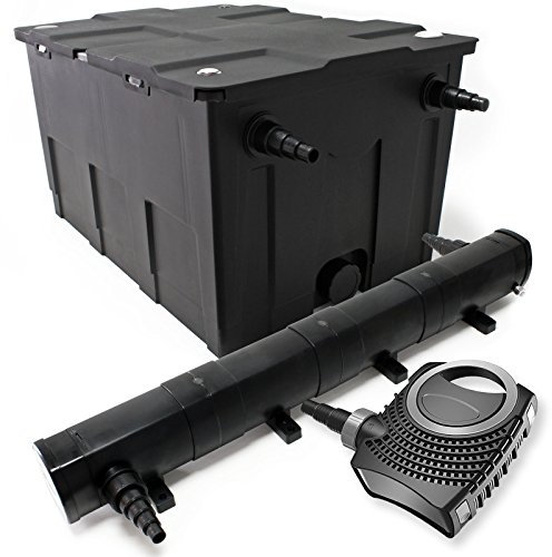 Wiltec Kit complet: CBF-550 Filtre de bassin jusqu'à 60000 L Biologique, NEO10000 SuperECO pompe de filtration 10000l/h 80W, CUV-272 lampe uv UVC Clarificateur avec 72W