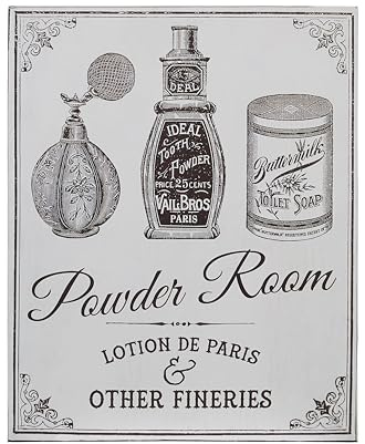 Premier Housewares 2800765 Powder Room Wall Plaque - Grey 1x20x25 cm