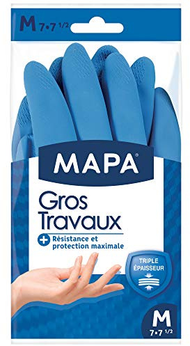 MAPA - Gros Travaux - Gants de Ménage Doublure Textile et Triple Epaisseur - Idéal gros travaux d'intérieur - 1 paire - Taille M