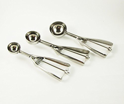 4cm 5cm 6cm Stainless Steel Ice Cream Scoop Cookie Mash Muffin Spoon Kit of 3
