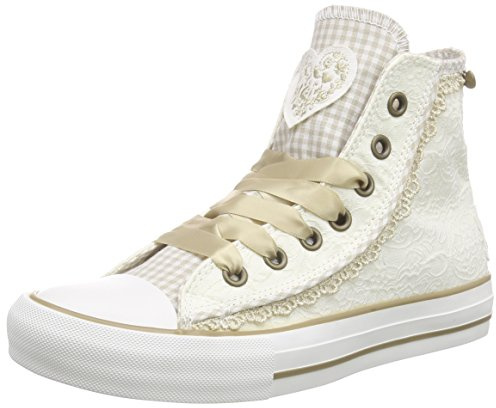 Krüger Damen Trachten Sneaker Cream Dream 4122‑02 in Ecru| Eleganter Trachtensneaker | Bequemer Trachtenschuh für Dirndl, Trachtenmode, Oktoberfest & Volksfeste