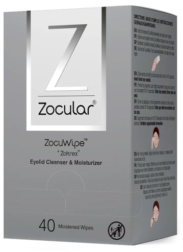 Zocular Zocuwipe Eyelid Wipes with Natural Okra Complex – Gentle Eyelid Cleansing & Moisturizing Pads – 40 Count | Okra-based Cleansing Formula, Eyelid Hygiene, Eyelid Comfort, Individually Wrapped, Rinse Free, Ophthalmologist-Developed