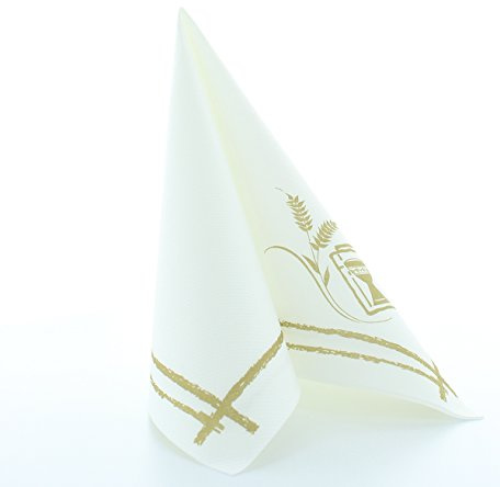Mank Airlaid Servietten Kommunion 40x40 cm Premium Einweg-Serviette stoffähnlich und saugstark perfekt für Kommunion & Konfirmation 50 Stück Gold