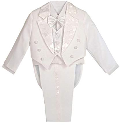 Lito Angels Liten Pojkar Smoking Bröllopskostym & Blazers, Pageboy Dop Formell Outfit 5 Stycken Set med Väst, Ålder 4 år, Vit