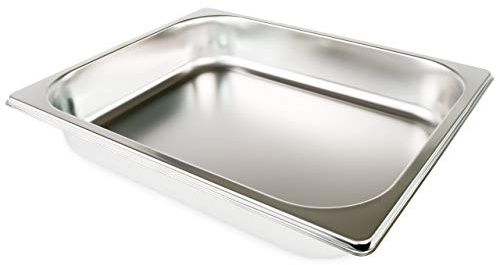cleenbo Edelstahl Gastronormbehälter 55 mm tief ungelocht 1/2 (GN), Gastronorm Behälter rostfrei 4301, spülmaschinenfeste Edelstahl Gastronomie Wanne, Maße: 32,5 x 26,5 x 5,5 cm