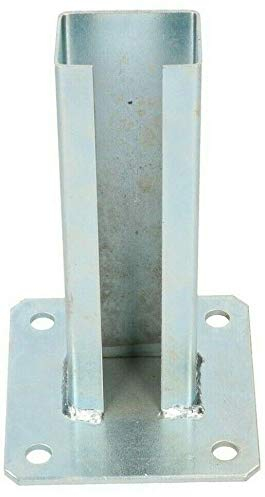 KOTARBAU® Pfostenträger 60x40 mm Dübelplatte mit Zaunfuß feuerverzinkt Aufschraubhülse Pfostenschuh für Pfosten Pfostenträger Doppelstabmattenzaun zum Aufschrauben