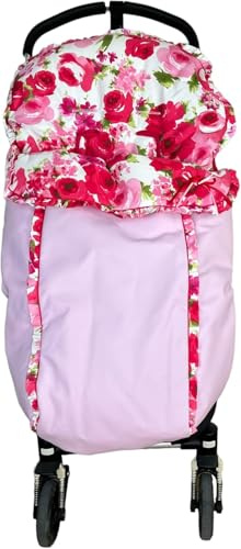 Saco Silla de Paseo Universal Saco Polar de Invierno, Desmontable con cremallera, Cabezal ajustable, transpirable e Impermeable (Moto rosa)