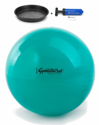 Original Pezzi Gymnastikball Standard Ø 42, 53, 65 & 75 cm in Allen Farben inkl. Ballschale und ATC Ballpumpe – Bis 400 kg belastbar – Fitness, Reha, Therapie, Gymnastik & Sitzball