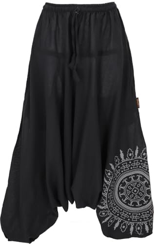 GURU SHOP haremsbyxor, ballongbyxor med mandala, aladinbyxor av bomull, kvinnor, bruna, storlek: 40, svart, 40