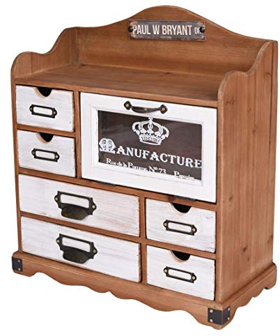 Aufsatzschrank „New York LOFT“ – Schreibtisch Organizer | 6 Schubladen & Klapptür | Holz & Glas | Industrial Kleinmöbel lof086 Palazzo Exklusiv
