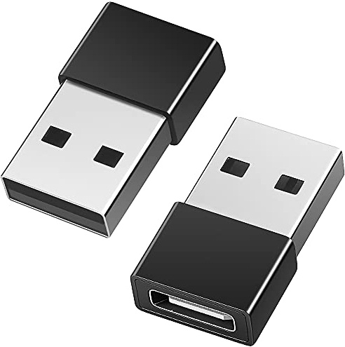 Adaptateur USB C vers USB (Lot de 2), BorlterClamp Adaptateur USB Type-C Femelle vers USB A Mâle, Compatible avec MacBook, Tablette, Samsung Galaxy S20 S21 Note 20, Noir