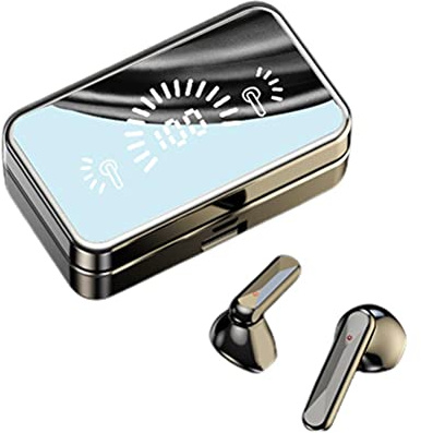 KKPLZZ Écouteurs Bluetooth Miroir, écouteurs Bluetooth sans Fil 5.2 avec écran LED, écouteurs de Sport stéréo Invisibles Intra-Auriculaires Mini Casques binauraux étanches
