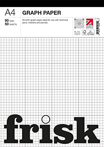 Frisk Millimeterpapierblock, 90 g/m², 50 Blatt, A4, Weiß