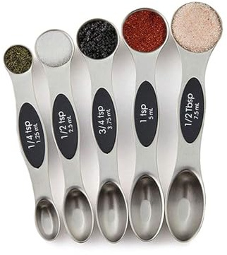 Like A Breeze 5/6 Pcs Magnetic Measuring Spoons Stainless Steel Dual Sided Teaspoon for Sugar Salt Measuring Flour Oil Soy Sauce (Color : 5Pcs Black)