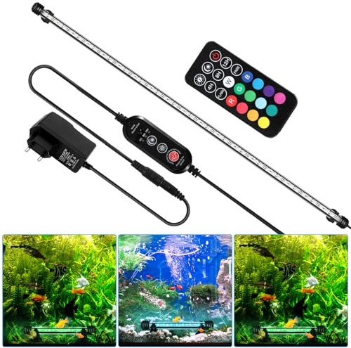 Einfeben 62cm LED Aquarium-Licht Unterwasserbeleuchtung Aufsetzleuchte Abdeckung Wasserdicht Lampe 6.2W Aquarienbeleuchtung, Unterwasser Beleuchtung für Aquarien