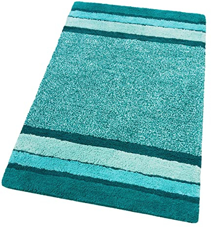 Merda Badezimmerteppich, reine Baumwolle, weich, Schlafzimmer, lebendige Farben, waschbar, Modell 55 x 90 cm, Türkis (T)