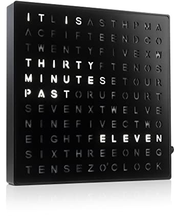 Auraglow LED Light Up USB Wall or Desk Word Clock - Black