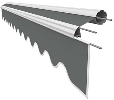 Leudus Markisenstoff mit Volant für 4 x 3 m Markisen-Ersatzstoff Markisentuch Markisenbespannung Markisentuch Sonnenschutz fertig genäht Maß Tuch 3,83 x 3 m Volant 3,83 x 0,21 m Design SPD008