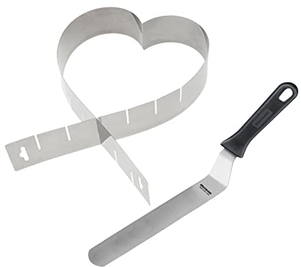 Westmark 1 molde en forma de corazón, ajustable, sin base + 1 paleta angular, 22 cm, acero inoxidable/plástico, plata/negro, 313422E8