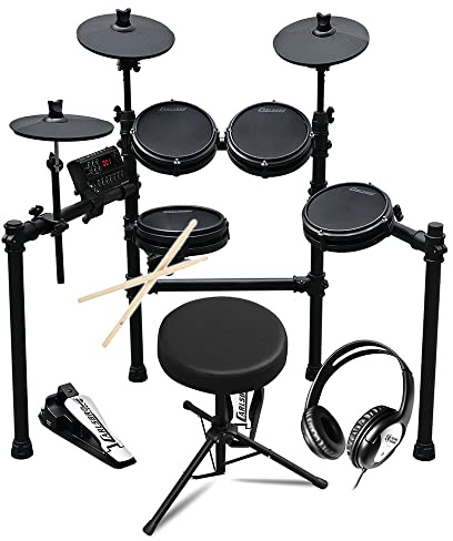 Carlsbro CSD25M 7-Piece Mesh Electronic Drum Kit Set with Stool, Headphones & 50 Lessons, Adjustable Sound Pads, Ideal for Beginners, Practice at Home or Studio Use