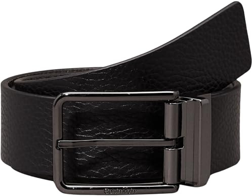 Calvin Klein Cintura Uomo Cintura in Pelle, Nero (Ck Black/Dk Brown), 110 cm