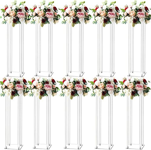 MEISHAONV 31.5inch 10 Set Acrylic Flower Vase Column Stand Wedding Flower vase Wedding Centerpieces for Tables