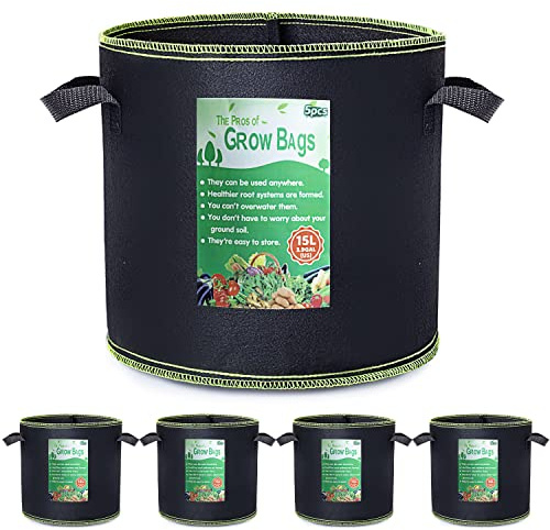 Growerz GrowPotz Pflanzbeutel, rund, 15 l, 5 Stück