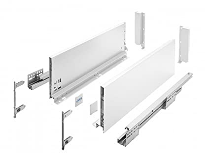 GTV Schubladensystem AXIS PRO - Schubkastengarnitur mit Vollauszug und Soft-Close - Länge 400 mm - Höhe 168 mm - Farbe Weiß