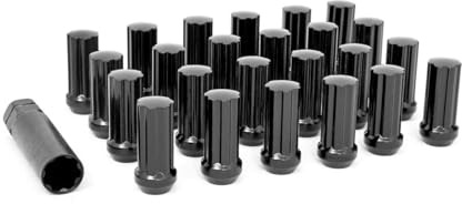 Rough Country 32-Piece Lug Nut Set - 9/16 x 18 Thread, Bulge Acorn Style, Black Lug Nuts with Socket Key, Corrosion-Resistant for Aftermarket Wheels
