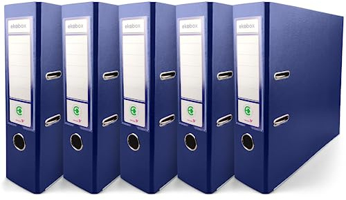 Netuno 5x Ringmappe DIN A4 breit Dunkelblau 8cm Kunststoff PP | Ringbuch Büroordner 2-Ring-Mechanik für A4-Dokumente Büro Studium Homeoffice Ordnungssystem Aktenaufbewahrung Registratur