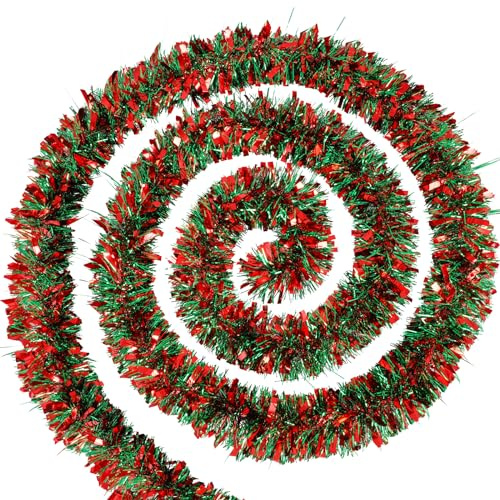72 Feet Christmas Tinsel Garland - Decorations Metallic Thick Tensile Garlands for Christmas Tree, Christmas Ornaments (Multicolor)