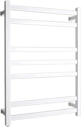 Scalda asciugamani Scaldasalviette Elettrico Portasciugamani Riscaldatore Elettrico Da 80 W Con 7 Barre Diritte, Radiatore Portasciugamani Riscaldato For Bagno Montato A Parete In Acciaio Inossidabile