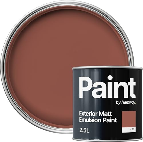Hemway Red Oxide Exterior Paint 2.5L, Outdoor Matt Finish | Acrylic & Water-Based Emulsion, Quick Dry & High Coverage for Walls, Wood, Metal, Fence, Masonry Paint Exterior & Furniture
