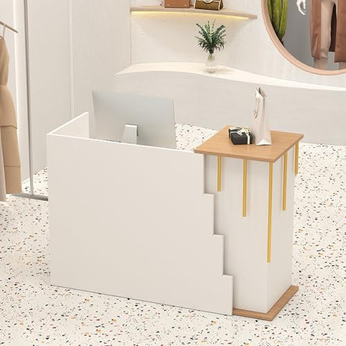 Empfangstheke mit Theke, Verkaufstheke mit abschließbarer Schublade, Thekenschreibtisch vorne, Computertisch aus Holz für Büro, Lobby, Bekleidungsgeschäft, Salon