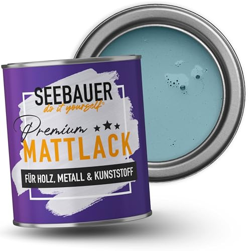 SEEBAUER diy Mattlack Türkis 375ml für Innen & Außen (No. 781 Tourqoise Dream) Möbelfarbe ohne Schleifen - Hybrid-Lack für Holz, Metall, Kunststoff - Holzlack, Möbellack hohe Deckkraft