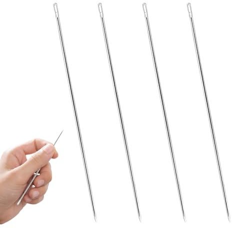 4pcs 12 Inch Large Eye Sewing Needles, Long Hand Upholstery Needle for Leather Canvas Carpet Home Crafts Projects Repair Stitching