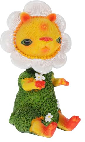 QUMIIRITY Miniatur Sonnenblumen Statue Garten Kreative Kunstharz Skulptur Bonsai Dekoration Figurenornament Schreibtischstatue Außenbereich Ornament