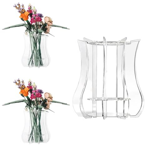 FloralGrace 1 Piece Puzzle Vase for Flower Holder, Acrylic Vase Display Stand Suitable for Botanical Collection, Orchid Tulip Bouquet Kit Vase for Tables (Transparent)