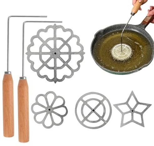 Juego de hierro de roseta con un conjunto de moldes de hierro para la roseta para galletas para galletas conjuntos de moldes de gofres, molde de pastelería con estampado de pastel, máquina para